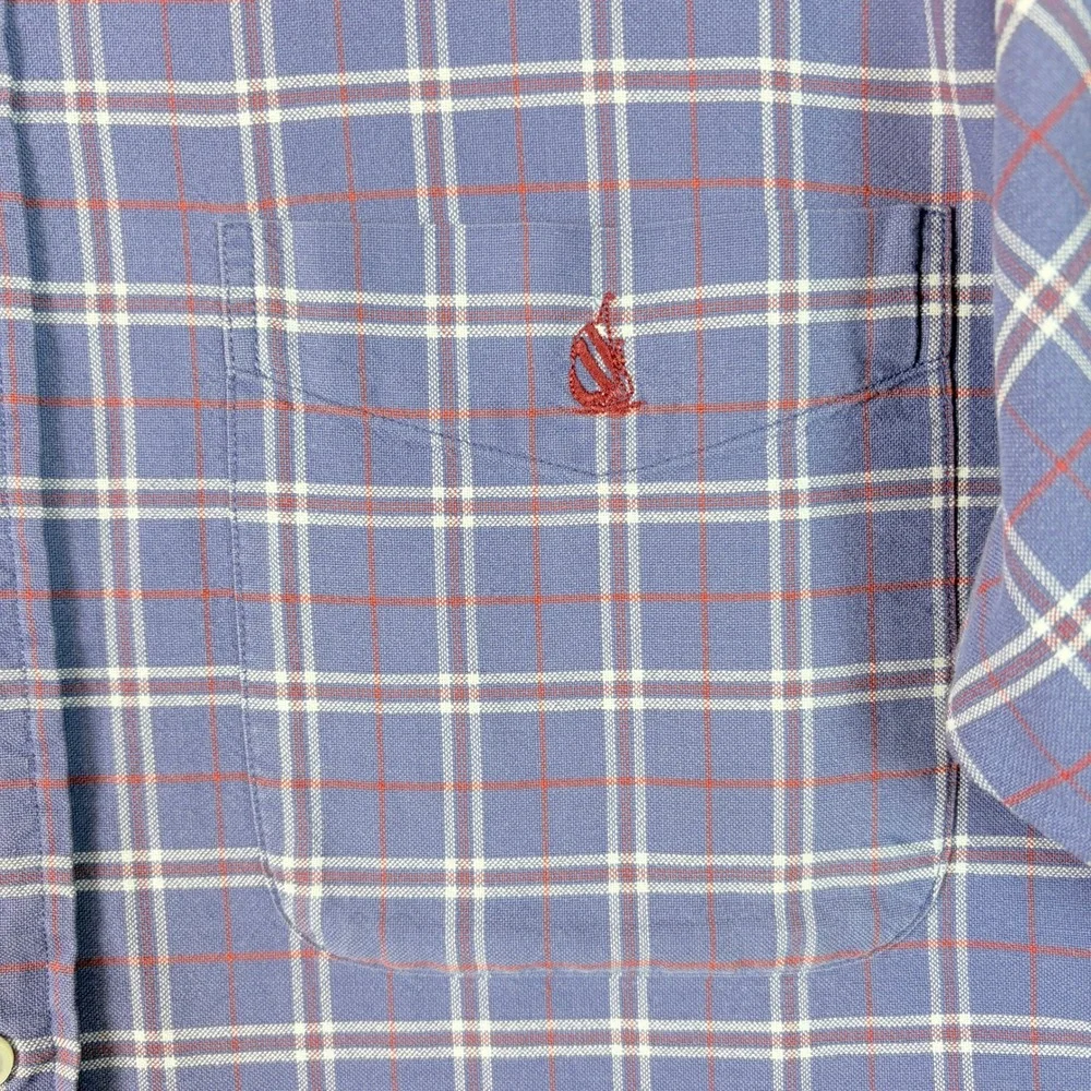 Nautica Button Down Shirt Men Medium Blue Plaid Good Classic Fit Cotton Long Slv